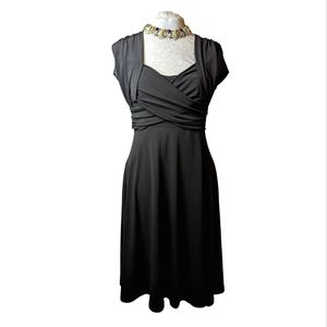 Rickis szM black stretch cross-front retro-feel perfect fit & flare LB dress EUC